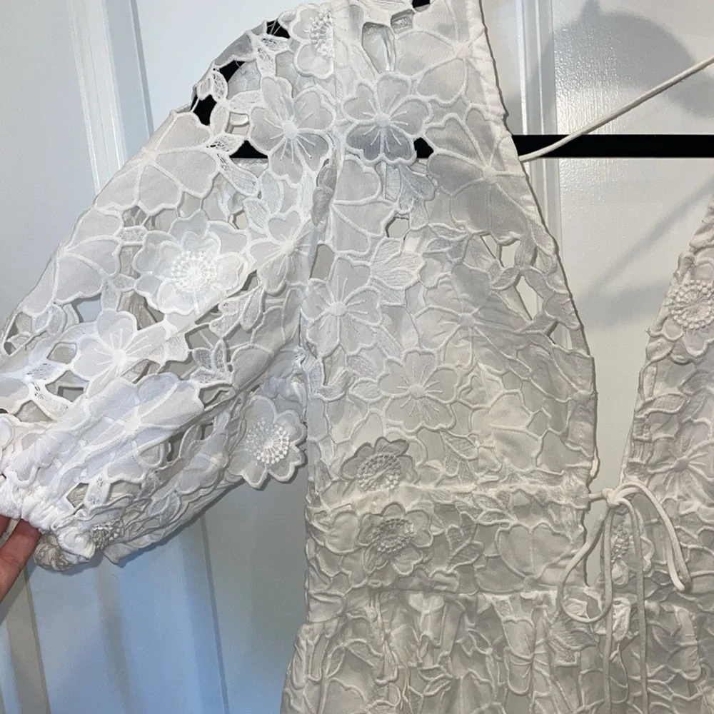 white floral tie front mini dress - Picture 5 of 12